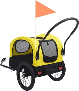 2-in-1 Dierenfietskar en Jogger - Opvouwbare Hondenaanhanger voor Fiets in Geel en Zwart