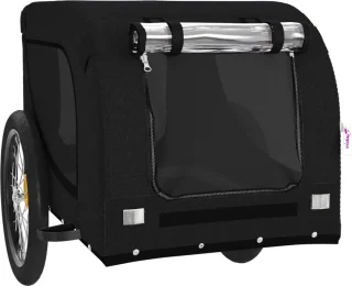 vidaXL Fietstrailer - Fietstrailers - Fiets Trailer - Fietskar Buggy - Hondenfietskar oxford stof en ijzer zwart