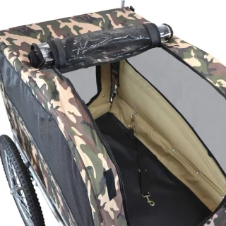 Hondenaanhanger en Fietsaanhanger voor Honden in Camouflage – Veilig en Handig voor Wandelen en Fietsen