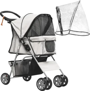 Hondenbuggy opvouwbaar voor kleine honden en katten - Met regenhoes en bekerhouder 75 x 45 x 97 cm