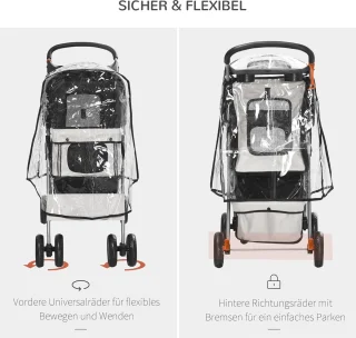 Hondenbuggy opvouwbaar voor kleine honden en katten - Met regenhoes en bekerhouder 75 x 45 x 97 cm