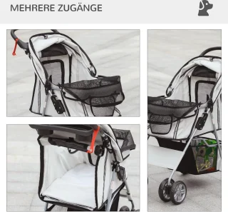 Hondenbuggy opvouwbaar voor kleine honden en katten - Met regenhoes en bekerhouder 75 x 45 x 97 cm