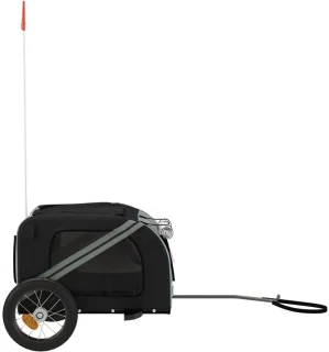 vidaXL Hondenfietskar - Hondentrailer - Hondenfietstrailer oxford stof en ijzer grijs en zwart - Fietskar Voor Hond - Hondenvoertuig - Transport Voor Hond