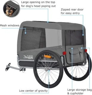 Hondenaanhanger voor Fietsen tot 35 kg - Inklapbare Fietskar voor Middelgrote en Grote Honden