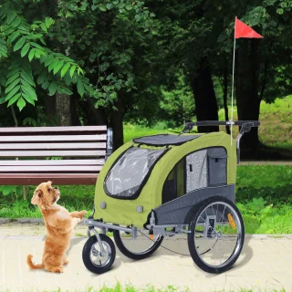 PawHut 2 in 1 hondenaanhanger fietskar jogger vlag regenhoes voor honden 4 kleuren D00-051