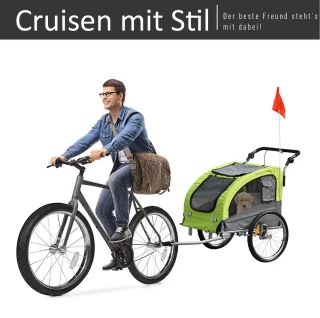 PawHut 2 in 1 hondenaanhanger fietskar jogger vlag regenhoes voor honden 4 kleuren D00-051