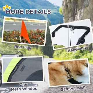 PawHut 2 in 1 hondenaanhanger fietskar jogger vlag regenhoes voor honden 4 kleuren D00-051