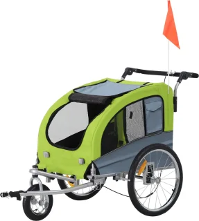 PawHut 2 in 1 hondenaanhanger fietskar jogger vlag regenhoes voor honden 4 kleuren D00-051