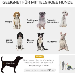 PawHut 2 in 1 hondenaanhanger fietskar jogger vlag regenhoes voor honden 4 kleuren D00-051