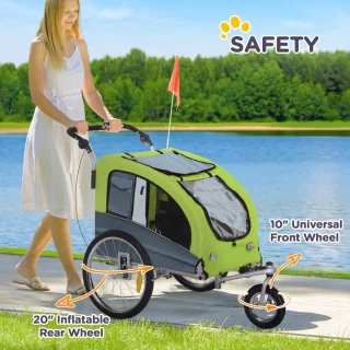 PawHut 2 in 1 hondenaanhanger fietskar jogger vlag regenhoes voor honden 4 kleuren D00-051