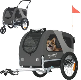 Premium hondenfietskar en jogger 2-in-1 voor kleine en middelgrote honden - grijs