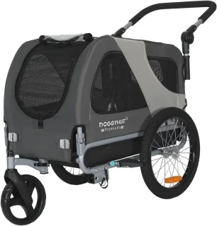 Premium hondenfietskar en jogger 2-in-1 voor kleine en middelgrote honden - grijs