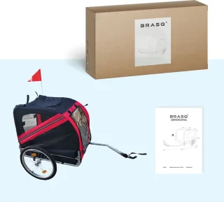 BRASQ Hondenfietskar Rood/Zwart 40kg Opvouwbaar