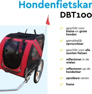 BRASQ Hondenfietskar Rood/Zwart 40kg Opvouwbaar