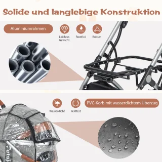 COSTWAY Kinderwagen voor Honden en Katten, Grijs