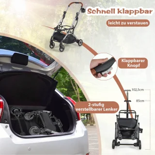 COSTWAY Kinderwagen voor Honden en Katten, Grijs