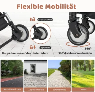 COSTWAY Kinderwagen voor Honden en Katten, Grijs