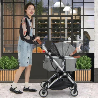 COSTWAY Kinderwagen voor Honden en Katten, Grijs