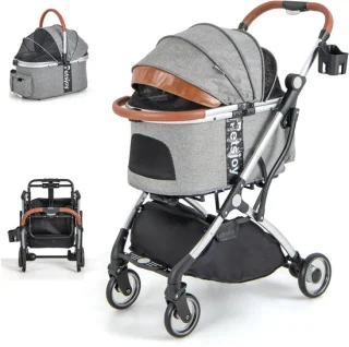 COSTWAY Kinderwagen voor Honden en Katten, Grijs