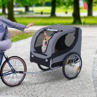 Doggy Liner Luxe Hondenfietskar Inklapbaar Zwart/Grijs