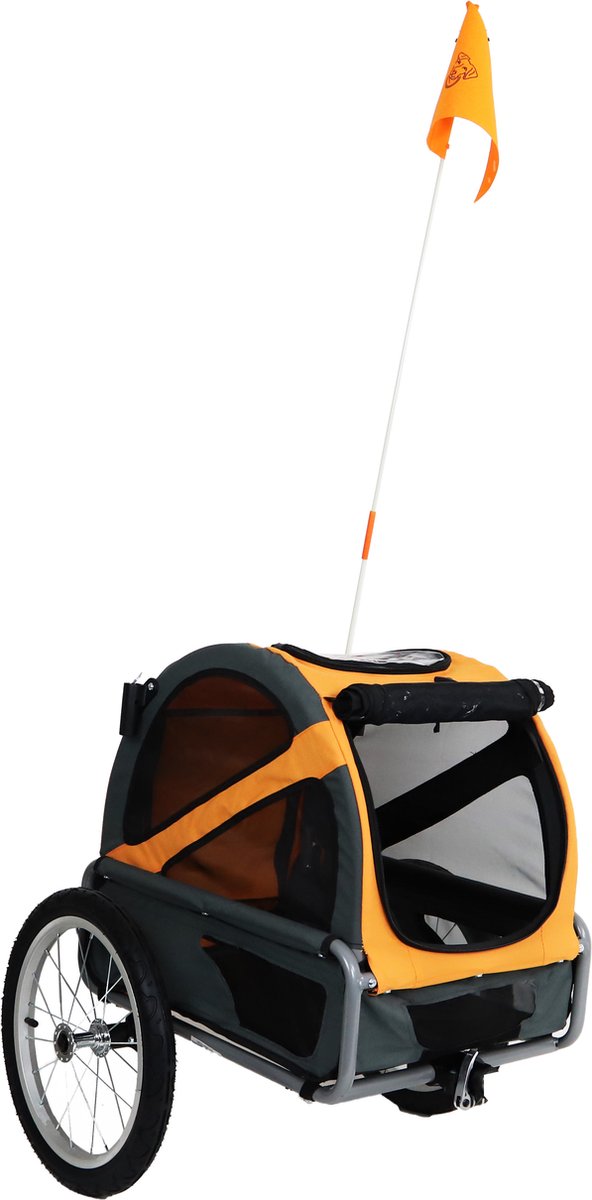 De Doggyride Mini 20 Fietskar Cabin Oranje/Grijs in één oogopslag