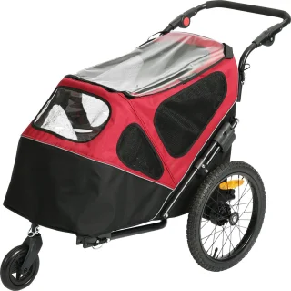 Duvo+ Hondenfietskar 2-in-1 Zwart Rood 123x62x96 cm