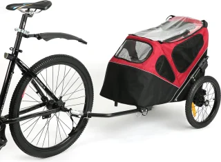 Duvo+ Hondenfietskar 2-in-1 Zwart Rood 123x62x96 cm