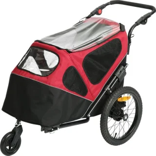 Duvo+ Hondenfietskar 2-in-1 Zwart Rood 123x62x96 cm
