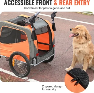 Fietsaanhanger voor Honden 2-In-1 Oranje/Grijs Tot 30 Kg