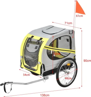 Fietskar 138x71x90 cm 26 kg geel/grijs/zwart