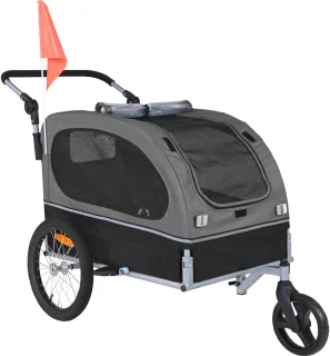 Fietskar Honden 40 kg 2-in-1 Zwart/Grijs