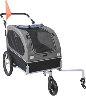 Fietskar Honden 40 kg 2-in-1 Zwart/Grijs