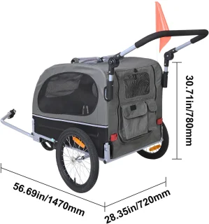 Fietskar Honden 40 kg 2-in-1 Zwart/Grijs