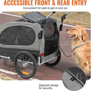 Fietskar Honden 40 kg 2-in-1 Zwart/Grijs