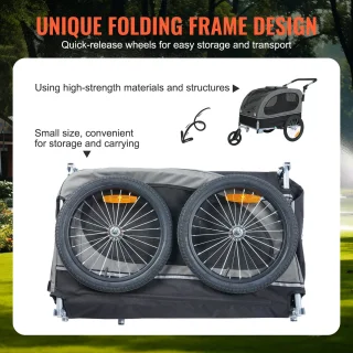 Fietskar Honden 40 kg 2-in-1 Zwart/Grijs
