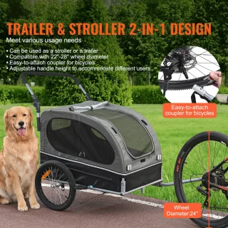 Fietskar Honden 40 kg 2-in-1 Zwart/Grijs