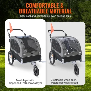 Fietskar Honden 40 kg 2-in-1 Zwart/Grijs