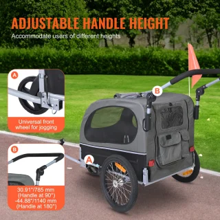 Fietskar Honden 40 kg 2-in-1 Zwart/Grijs