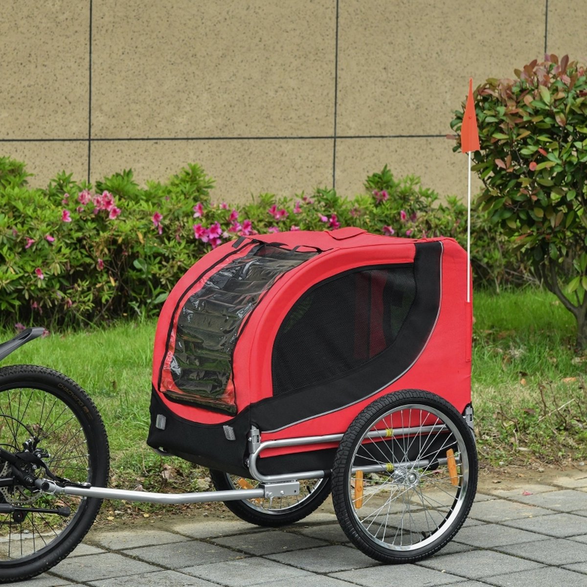 Fietskar Hondenfietskar Rood/Zwart 130x90x110 cm