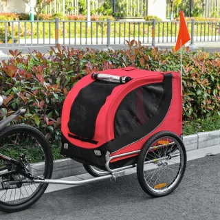 Fietskar Hondenfietskar Rood/Zwart 130x90x110 cm
