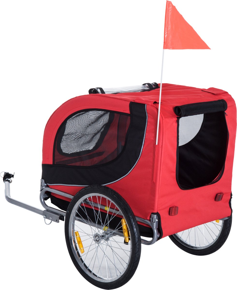 Fietskar Hondenfietskar Rood/Zwart 130x90x110 cm