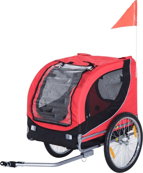 Fietskar Hondenfietskar Rood/Zwart 130x90x110 cm