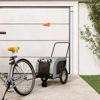 Fietskar huisdier grijs en zwart