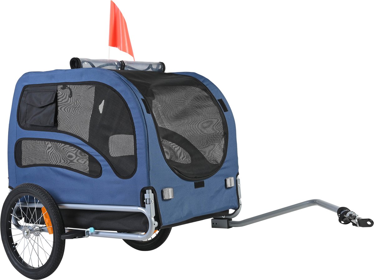 Wat vinden we goed aan de Fietskar voor honden 100 lbs blauw/zwart