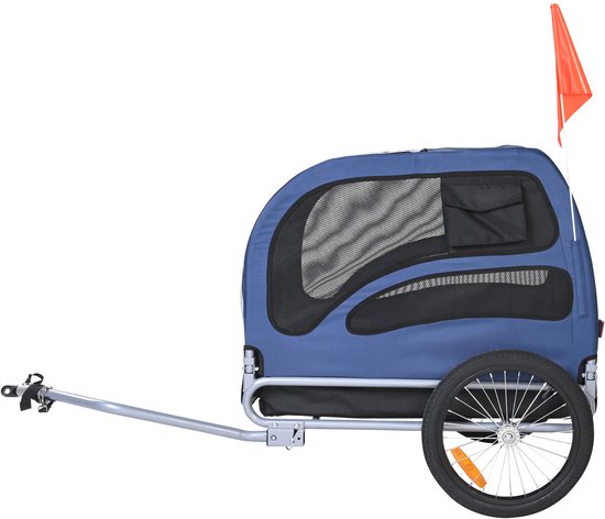 Fietskar voor honden 100 lbs blauw/zwart review