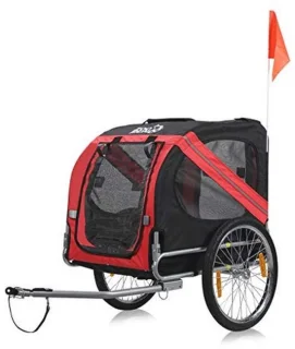 Fietskar voor honden - Aanhangwagen Rood/Zwart