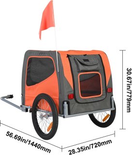 Wat vinden we goed aan de Fietskar voor honden - oranje/grijs