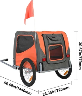 Fietskar voor honden - oranje/grijs