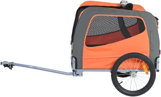 Fietskar voor honden - oranje/grijs
