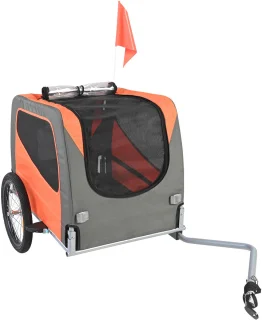 Fietskar voor honden - oranje/grijs